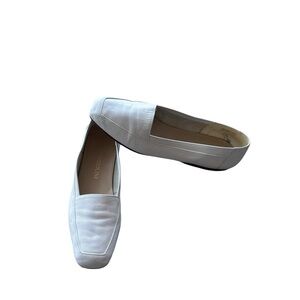 Enzo Angiolini Women's 8.5M White Leather Loafers Slip on Flats